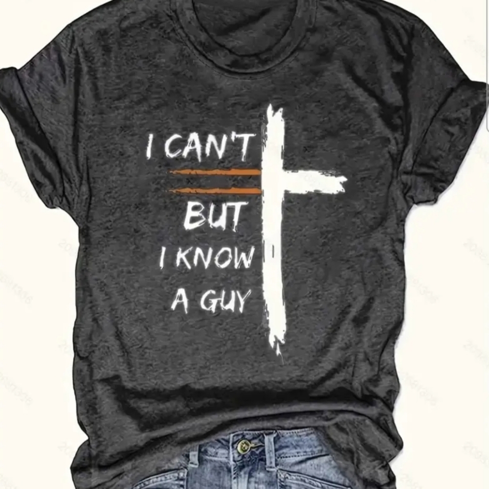 Grey Graphic "I Can't But I Know A Guy" Tee - Picture 6 of 6